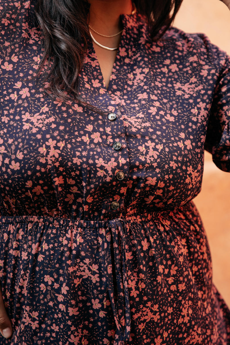 Soft Blossoms Dress in Navy
