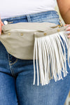 PREORDER: Suede Removeable Fringe Fanny Pack Bum Bag in Gray