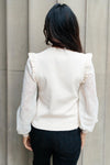 Thrills And Frills Mock Neck Sweater in Ivory
