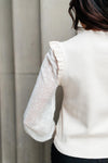 Thrills And Frills Mock Neck Sweater in Ivory