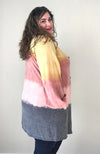 Bottle Dye Cardigan (Mustard/Pink/ Charcoal) - Trendy Plus Size Women's Boutique Clothing