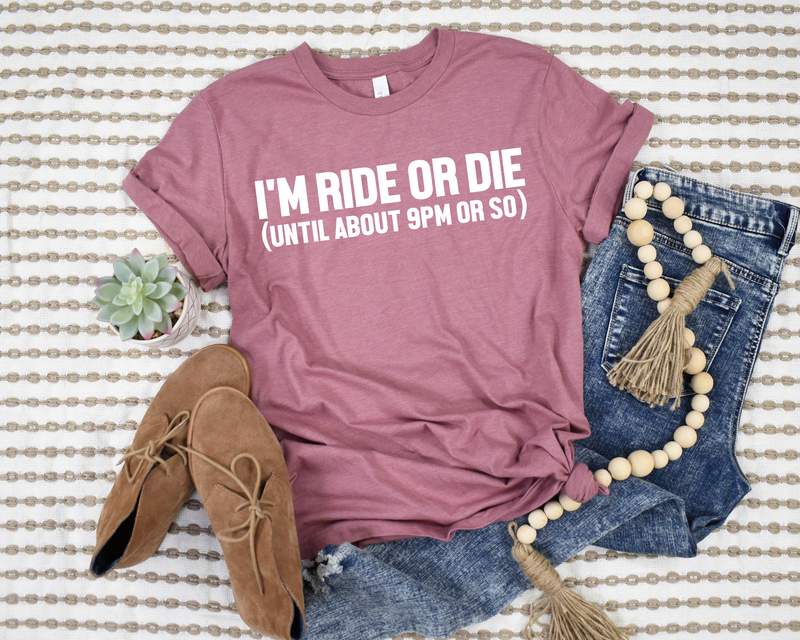PREORDER: Ride or Die Graphic Tee in Heather Mauve