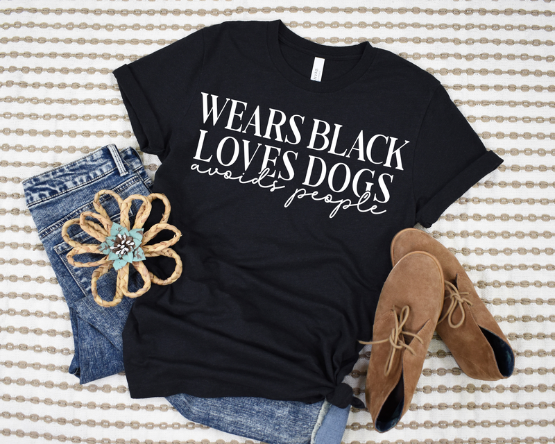 PREORDER: Wears Black, Loves Dogs Graphic Tee in Heather Black