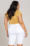 White WannaBettaButt  Mid Rise Bermuda - Trendy Plus Size Women's Boutique Clothing