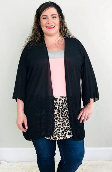 Black Sheer Kimono - Trendy Plus Size Women's Boutique Clothing
