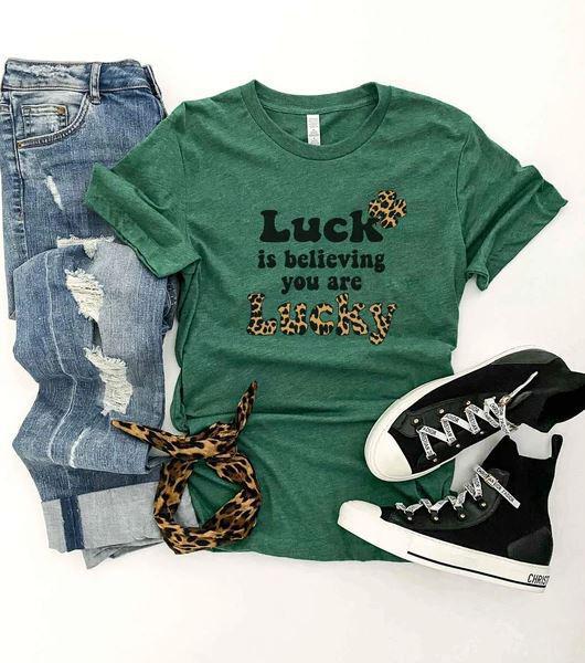 PREORDER | Luck is believing you are lucky tee - Trendy Plus Size Women's Boutique Clothing