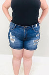 Plus Size Judy Blue Leopard Patch Shorts - Trendy Plus Size Women's Boutique Clothing
