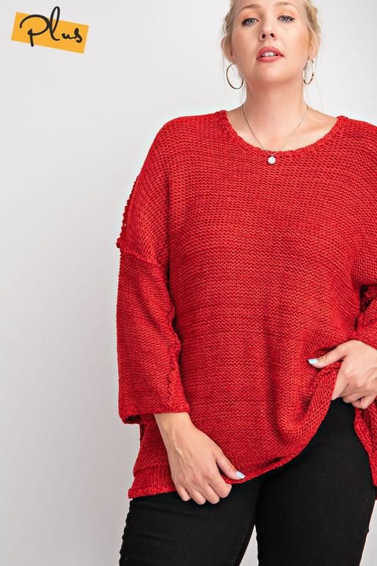 A Dozen Roses | Scarlet Red Sweater - Trendy Plus Size Women's Boutique Clothing