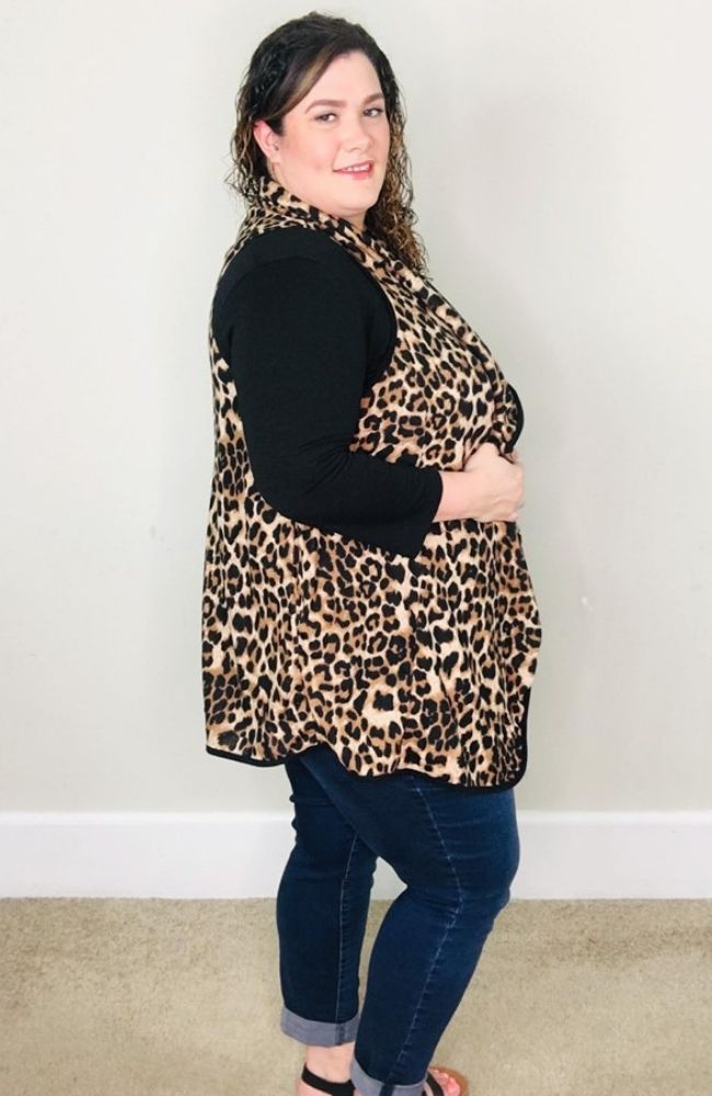 Leopard Drape Vest - Trendy Plus Size Women's Boutique Clothing