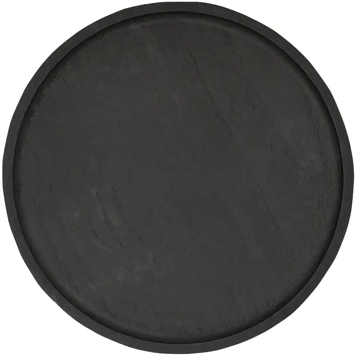PREORDER: Large Round Wood Tray Black
