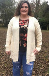 Side Lace Cardigan | Natural - Trendy Plus Size Women's Boutique Clothing