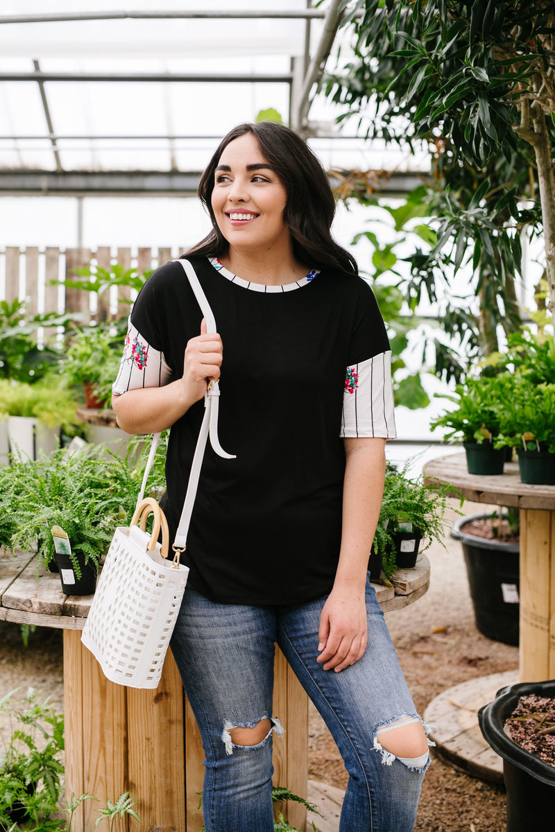 Backyard Flower Garden Top - Trendy Plus Size Women's Boutique Clothing