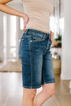 Button Fly Bermuda Shorts - Trendy Plus Size Women's Boutique Clothing