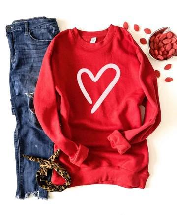 PREORDER | Heart Fleece Sweatshirt - Trendy Plus Size Women's Boutique Clothing