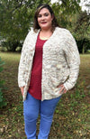 Cappuccino Textured Dolman Sleeve Sweater Cardigan - Trendy Plus Size Women's Boutique Clothing