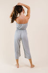 Cropped Tube Top Jumpsuit In Heather Gray