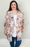 Mauve/Grey Floral Kimono - Trendy Plus Size Women's Boutique Clothing