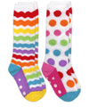 Rainbow Fuzzy Non-Skid Slipper Knee High Socks 2 Pair Pack