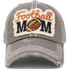 FOOTBALL MOM WINTAGE WASHED BASEBALL CAP | GREY