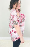 Dusty Pink Floral Tee - Trendy Plus Size Women's Boutique Clothing