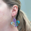 PREORDER: Shimmer Fleur De Lis Dangle Earrings