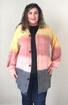 Bottle Dye Cardigan (Mustard/Pink/ Charcoal) - Trendy Plus Size Women's Boutique Clothing