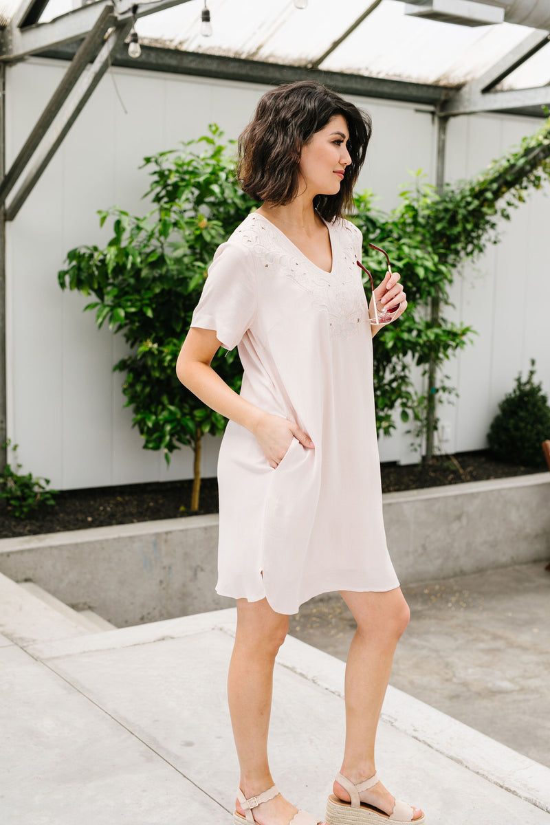Elegantly Embroidered Shirt Dress - Trendy Plus Size Women's Boutique Clothing