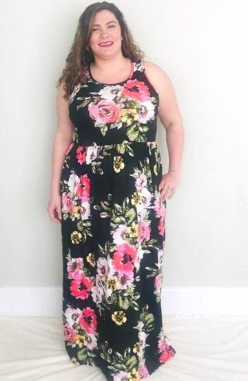 Black Floral Print Maxi - Trendy Plus Size Women's Boutique Clothing