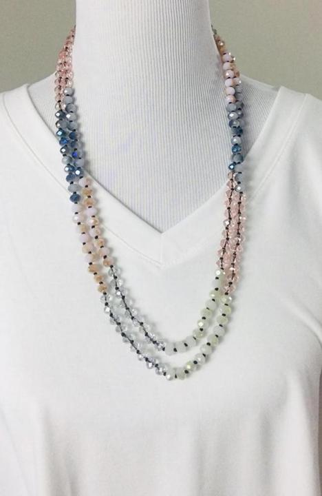 60" Blush Multi Bead Necklace - Trendy Plus Size Women's Boutique Clothing