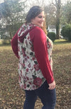 Burgundy Floral Hoodie - Trendy Plus Size Women's Boutique Clothing