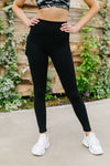 In The Side Pocket Athletic Leggings In Black - Trendy Plus Size Women's Boutique Clothing