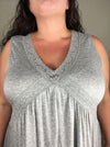 Crossed Lace Ruffle Tank | Heather Grey - Trendy Plus Size Women's Boutique Clothing