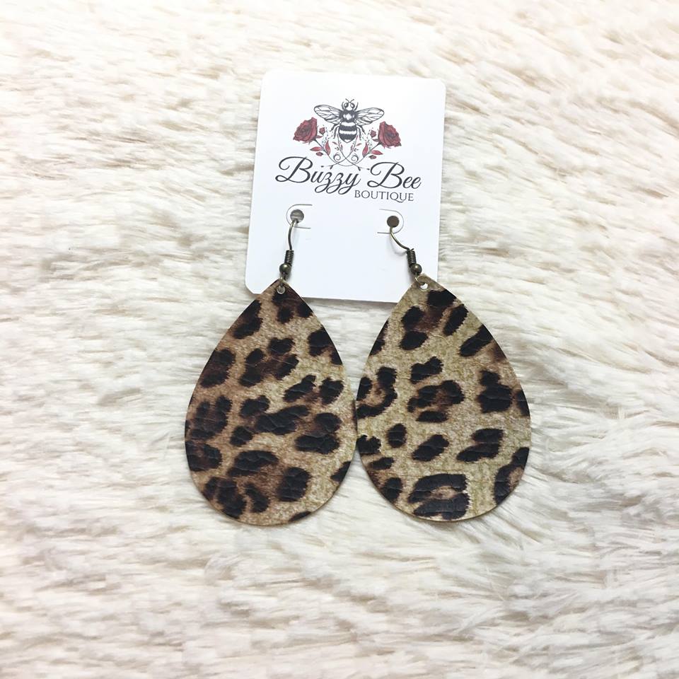 2.5" Leopard Teardrops (Leather) - Trendy Plus Size Women's Boutique Clothing