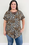 Leopard Button Down Tie Tee - Trendy Plus Size Women's Boutique Clothing