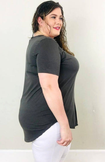 Perfect Tee | Ash Grey - Trendy Plus Size Women's Boutique Clothing