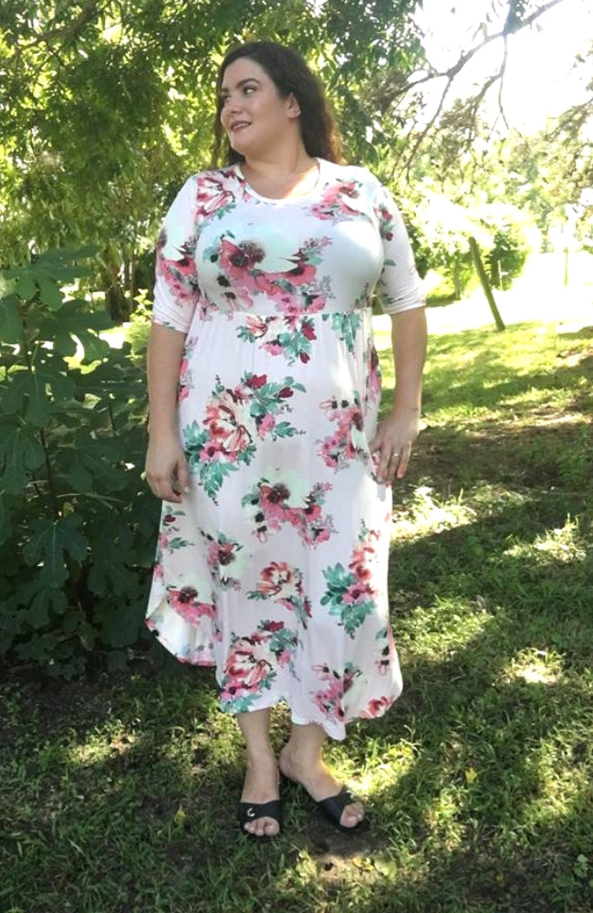 Pretty in Pink Floral Maxi Dress - Trendy Plus Size Women's Boutique Clothing