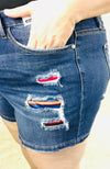 Plus Size Judy Blue Serape Patch Shorts - Trendy Plus Size Women's Boutique Clothing