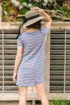 Stripes T-Shirt Dress In Blue - Trendy Plus Size Women's Boutique Clothing