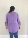 3/4 Washed Tie Sleeve| Violet - Trendy Plus Size Women's Boutique Clothing