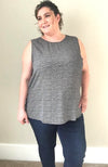 Black with White Triangle Woven Tank - Trendy Plus Size Women's Boutique Clothing