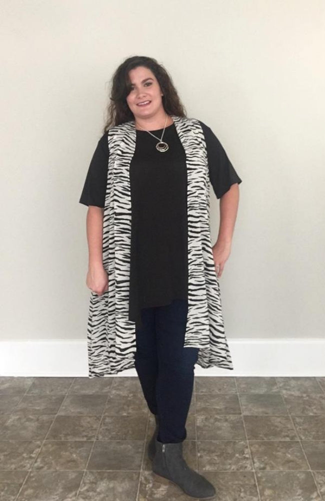 Zebra Vest - Trendy Plus Size Women's Boutique Clothing